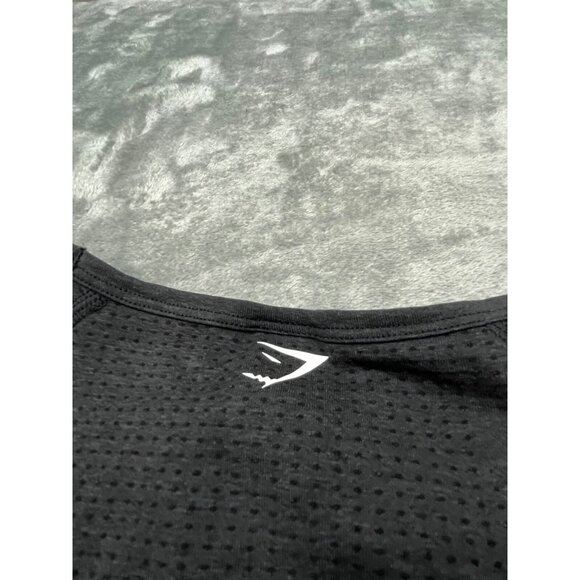 Gymshark Crop Top Women Medium Gray Seamless Long Sleeve Thumb Holes Workout - Picture 8 of 11